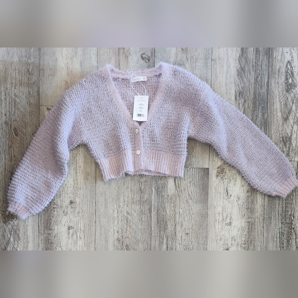 Blue Orchid Lilac Kids' Fuzzy Knit Sweater